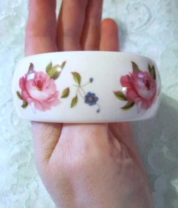 Kenneth Jay Lane / Royal Worcester Bone China Rose Bracelet Bangle *VINTAGE* - Picture 1 of 9