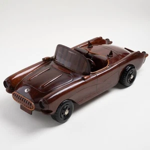 Mahogany Wooden Car Model 1957 Corvette Convertible - Picture 1 of 2