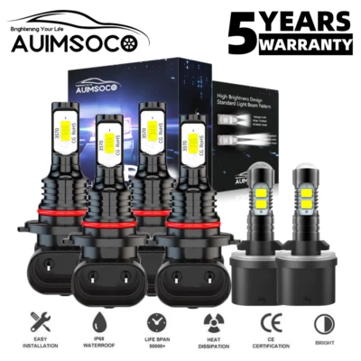 For GMC Sierra 1500 2500 1999 2000 2001 2002 LED Headlights + Fog Lights Bulbs - Image 1 of 4