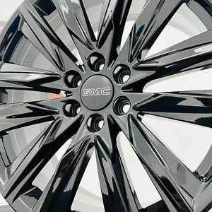 Black GMC Yukon Denali 22 Wheels Sierra Rims Chevy Silverado Tahoe Suburban NEW - Picture 1 of 24