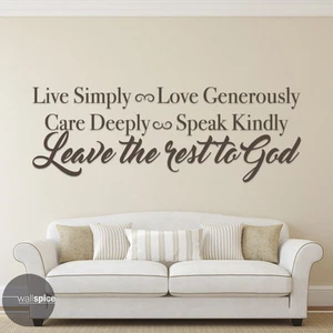 Calcomanía de pared de vinilo Live Love Care, Speak Kindly Leave the rest to God - Imagen 1 de 4
