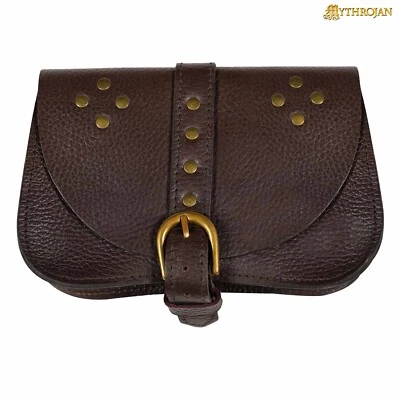 Bolso Cinturón Cuero Renacimiento Medieval Recreación Cosplay Cintura Marrón Foto 1 de 4