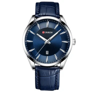Classic Men's Date Calendar Quartz Wristwatch Leather Band Analog Business Watch - Picture 1 of 17
