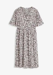 Neu bedrucktes Wickelkleid Gr. 48 Weiß Rosa Leo Damen Midi Sommerkleid - Bild 1 von 1