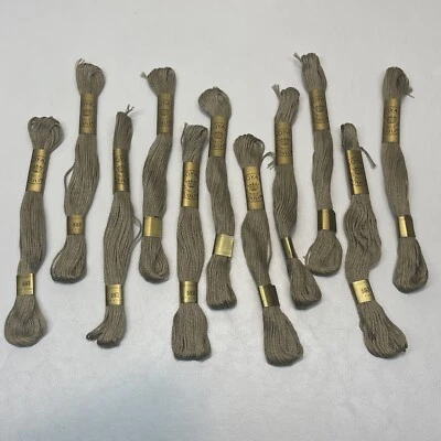 Vintage Royal Mouline 6 Strand Floss Mercerized Cotton Lot of 11 Cocoa Beige 593 - Image 1 of 4