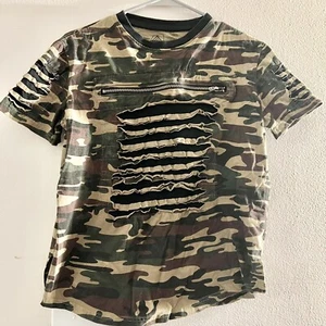 Roadblock Boys Camouflage Distressed Zipper T-Shirt Large 14-16 - Picture 1 of 6