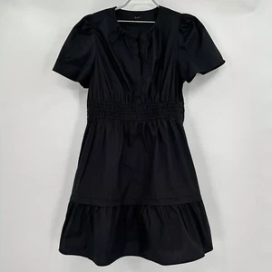 Quitte schwarz Bio Baumwolle Stufen Minikleid Gr. XS Damen Taschen Popeline po - Bild 1 von 7