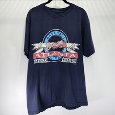 Atlanta Braves 1993 League Vintage Baseball Shirt Blue USA 90s Size Large