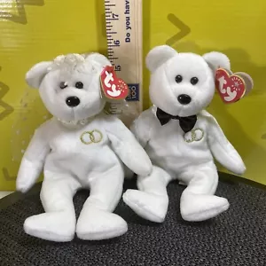 Ty Beanie Babies Mr & Mrs Gli orsi nuziali nuovi con etichette - Foto 1 di 22
