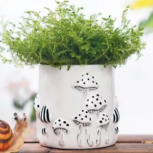 5 Inch Plant Pots Indoor, Unique Ceramic Pots for Plants with Drainage Hole, Cut - Picture 1 of 6