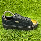 Puma Platform Suede Womens Size 7.5 Black Gold Athletic Shoes Sneakers 362222-02