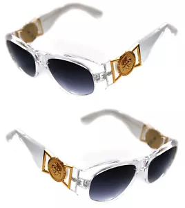 Gafas de sol Medusa metal dorado logotipo 413 medianas transparentes estilo vintage Biggie 852 - Imagen 1 de 10