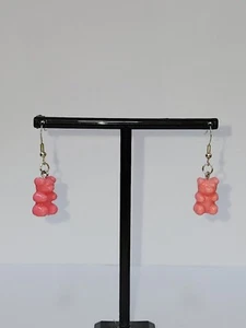 Otis P. Vintage Inspired Opaque Rose Pink Gummi Bear Dangle Earrings - Picture 1 of 2