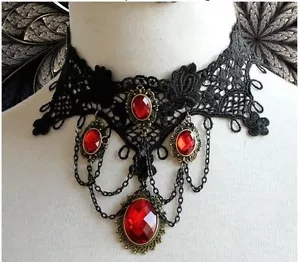 Gotico Vittoriano Burlesque Pizzo Girocollo Donna Collana Steampunk Halloween - Picture 1 of 6