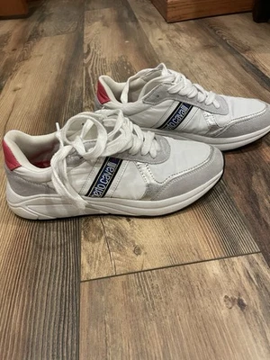 Authentic Roberto Cavalli Women Sneakers Size 39/8.5 White Red Silver Gray - Image 1 of 4