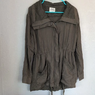 Ashley Outwear Women's L Hunter Army Green Jacket Mid Length Lace Boho Hippie - Image 1 of 4