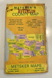 1960er Vintage Metsker's Karte von Jefferson County Bundesstaat Washington - Bild 1 von 9