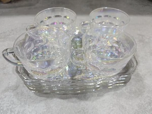 Vintage Federal Glas Yorktown schillernd 8 Stück Snack Teller Set - Bild 1 von 8