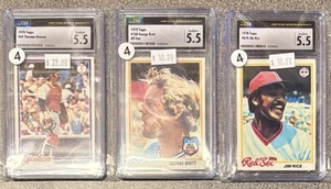 1978 Topps Graded Lot: HOF Vintage George Brett, Carlton Fisk & Jim Rice CSG - Bild 1 von 3