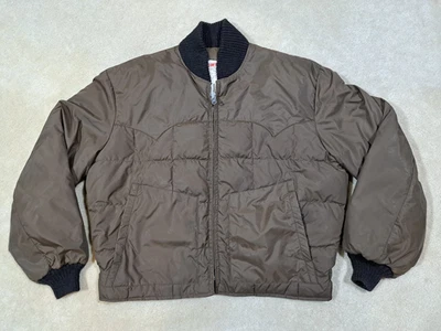 Chaqueta de plumón de ganso marrón talla grande Schott Sportswear ET Plume vintage para hombre Foto 1 de 4