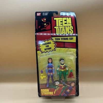 2005 Bandai Teen Titans Go! Robin/Starfire Poseable 3.5" Action Figures NEW #DG - Image 1 of 4