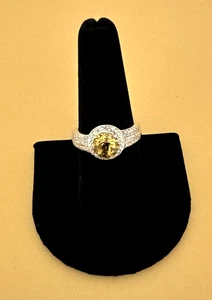 Yellow Topaz Round Solitare Gemstone In Silver Ring SZ8. ~ 623 - Picture 1 of 6