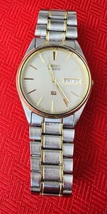 Vtg Seiko Quartz Watch 7N43-7A7W Silver Gold Day Date 4N63 - Excellent Condition - Picture 1 of 10