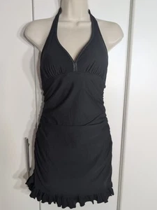 Spanx Assets by Sara Blakely Einteiler schwarz Rüschen Neckholder Badekleid Large - Bild 1 von 8