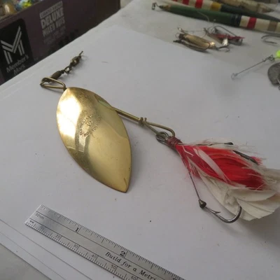 РЫБОЛОВНАЯ ПРИМАНКА СТАРАЯ НАДЕЖНАЯ 43⁄4 «WEEDLESS MUSKIE ЛОЖКА #12 НЕИСПОЛЬЗОВАННАЯ - Изображение 1 из 3