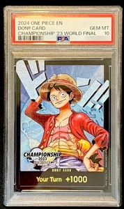 PSA 10 ONE PICE DON CARD LUFFY WORLD FINAL CHAMPIONSHIP 2023 ENGLISH - Picture 1 of 2