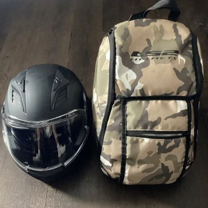 LS2 Valiant II Modular Helmet 257 Black Sz M & Bag - Picture 1 of 10