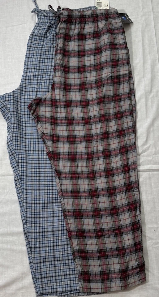 2 Pair New Kmart Joe Boxer Men's 2XL Pajama Flannel Comfy Pants Plaid/Blue - Image 1 of 4