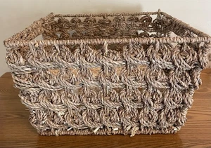 Square Brown Woven Basket Organizer w/Handles & Shredded Filler for Gift Basket - Picture 1 of 8