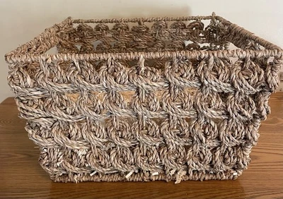 Square Brown Woven Basket Organizer w/Handles & Shredded Filler for Gift Basket - Image 1 of 4