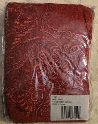 lace border curtain burgundy swag - Image 1 of 4