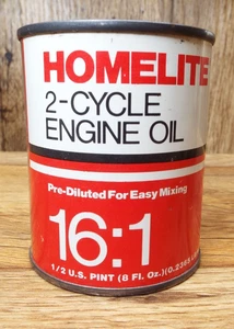 Olio motore Homelite 2 cicli 16:1 pre-diluito 8fl. vintage mai aperto Lattina OZ 23394 - Foto 1 di 4