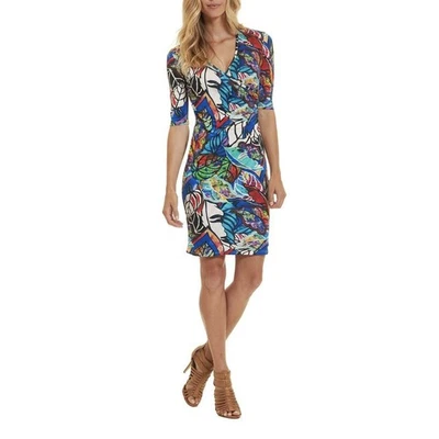 Vestido Robert Graham Anna Envolvente Estilo WR16601 Multi Abstracto Estampado Talla 10 NUEVO Foto 1 de 4