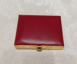 Alte Vintage Puderdose Leder + Metall vergoldet | Guter Zustand - Bild 1 von 2