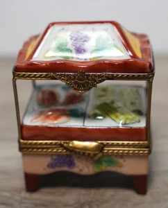 LIMOGES ROCHARD VEGETABLE STAND TRINKET BOX, FRANCE RARE - Picture 1 of 6