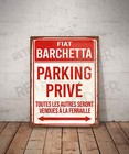 Plaque métal vintage Fiat barchetta parking privé Enseigne Garage Déco Panneau