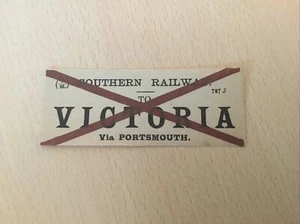 S, R, Luggage Label, (. To. Victoria. Via. Portsmouth, ) - Picture 1 of 1