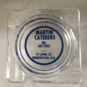 Vintage Glas Werbung Aschenbecher Martin Caterers Manchester, New Hampshire - Bild 1 von 2