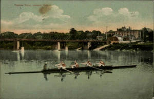 Canada Thames River London Ontario Rowing Scene Postcard 1909 - Picture 1 of 2