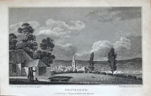 KENT, VIEW OF GRAVESEND,  Original  Copper Engraved Antique Print 1807 - Picture 1 of 1