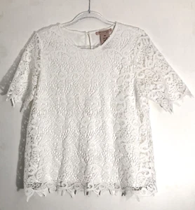 Top Philosophy para mujer talla mediana blanco encaje manga corta Cottage Core Fairy Core - Imagen 1 de 6