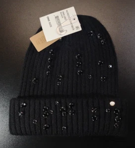 NEW Steve Madden Black with Rhinestones Studded Jewels Knit Hat SMA2627 One Size - Picture 1 of 4