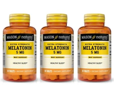 Melatonin 5mg Vitamin B-6 SLEEP STRESS HELP PACK 3 x 60 = 180 Tablets MELATONINA - Image 1 of 3