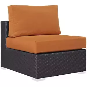 Modway Convene Aluminum and Rattan Patio Armless Chair in Espresso/Orange - Picture 1 of 3