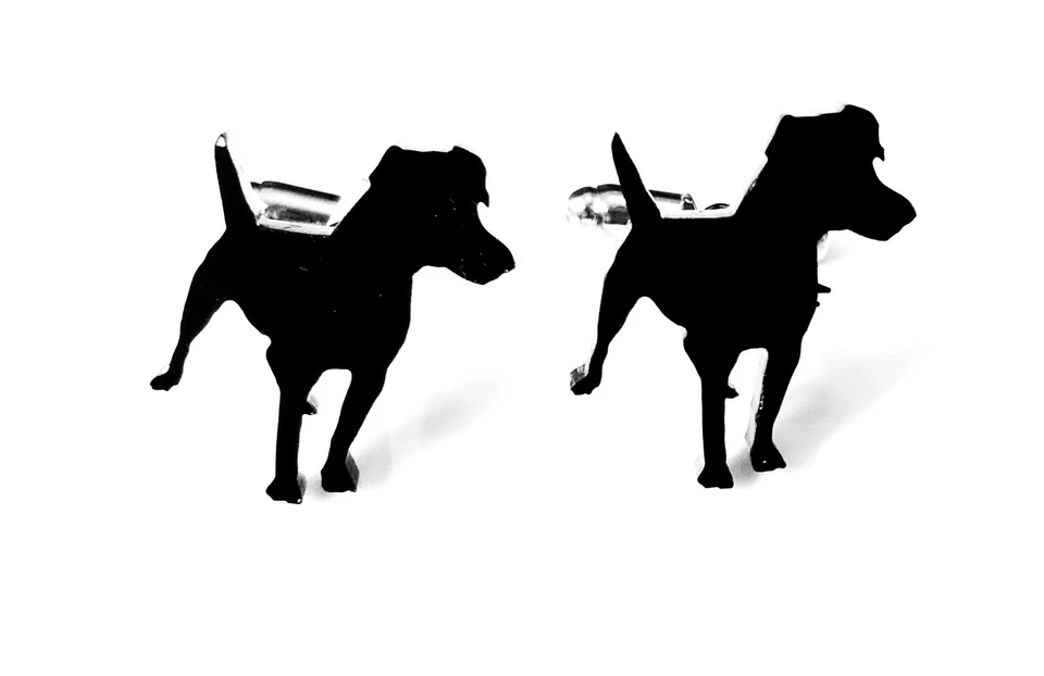 Patterdale Terrier Dog Cufflinks Novelty Shirt Cufflinks In Black - Image 1 of 1