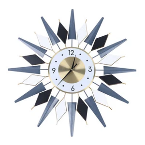 Large Starburst Metal Wall Clock Mid Century Modern Europe Style Decor 60x60cm - Picture 1 of 10